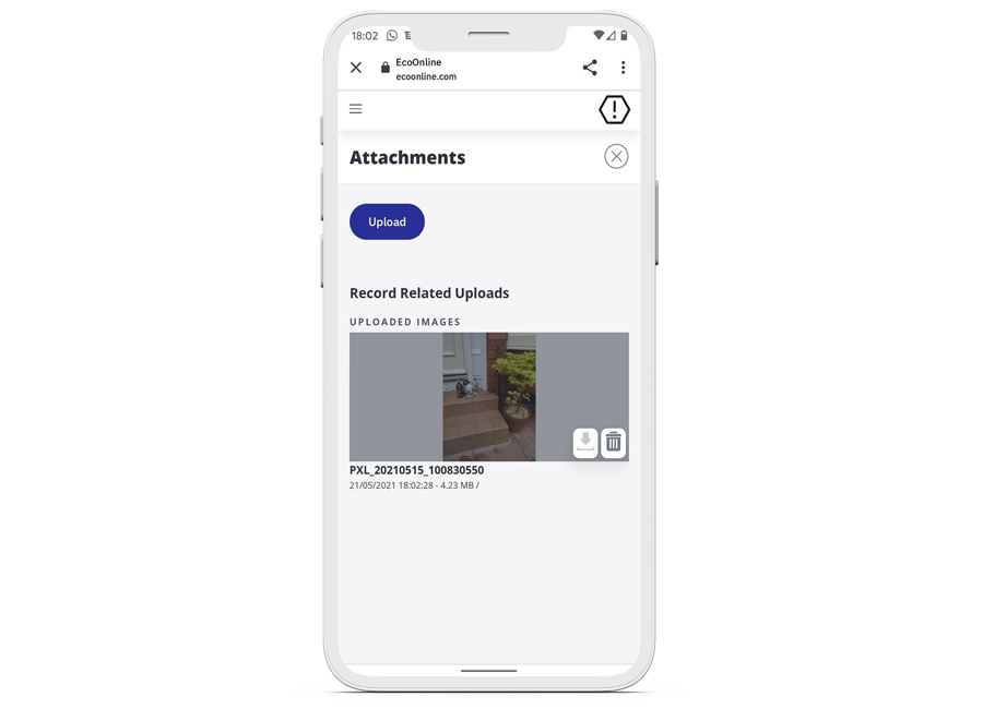 EcoOnline arbetsmiljö app mockup - tydlig rapportering