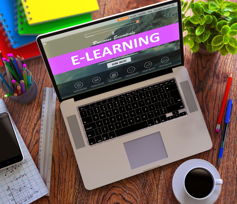 E-Learning on Laptop Screen. Online Working Concept.-1