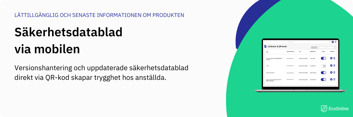Säkerhetsdatablad via mobilen QR-kod